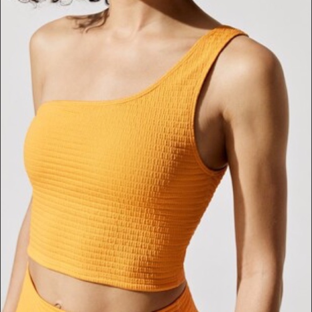 Carbon38 Orange Jacquard One-Shoulder Bra